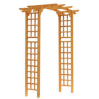 90in Wooden Garden Arbor with Trellis Wall for Climbing Plants, Wedding & Backyard Decor