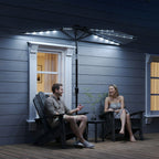 2.6 m Half Garden Parasol with Solar LED Lights and Tilt, Dark Grey