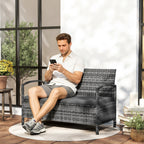 33 Gallon Wicker Outdoor Storage Bench with Cushion, Grey