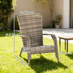 Patio Wicker Adirondack Chair with Soft Cushions, Mixed Grey