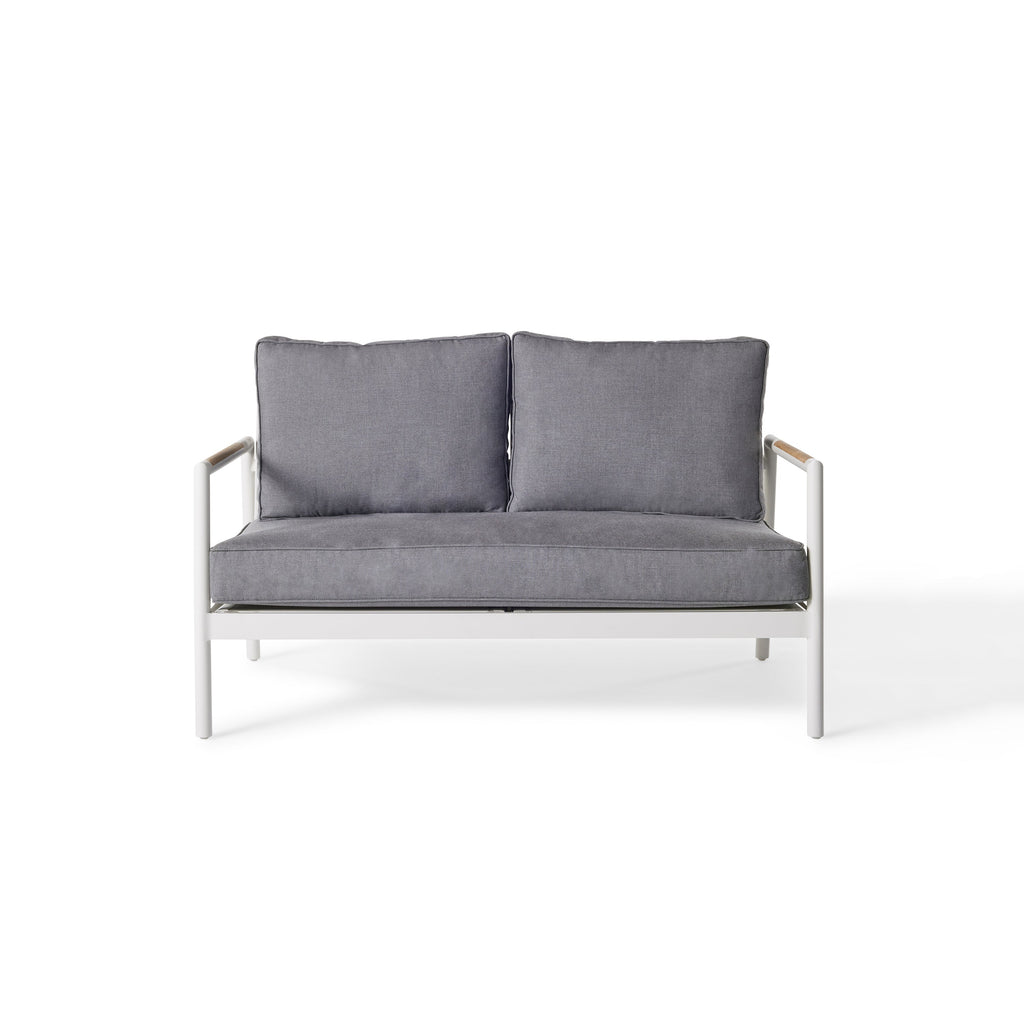 Pasadena Loveseat in White Aluminum