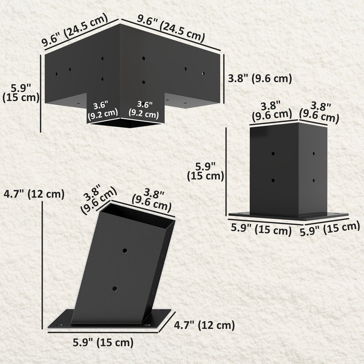 6 PCS Pergola Kit for 4" x 4" Lumber with 15° Slanted Roof, Black