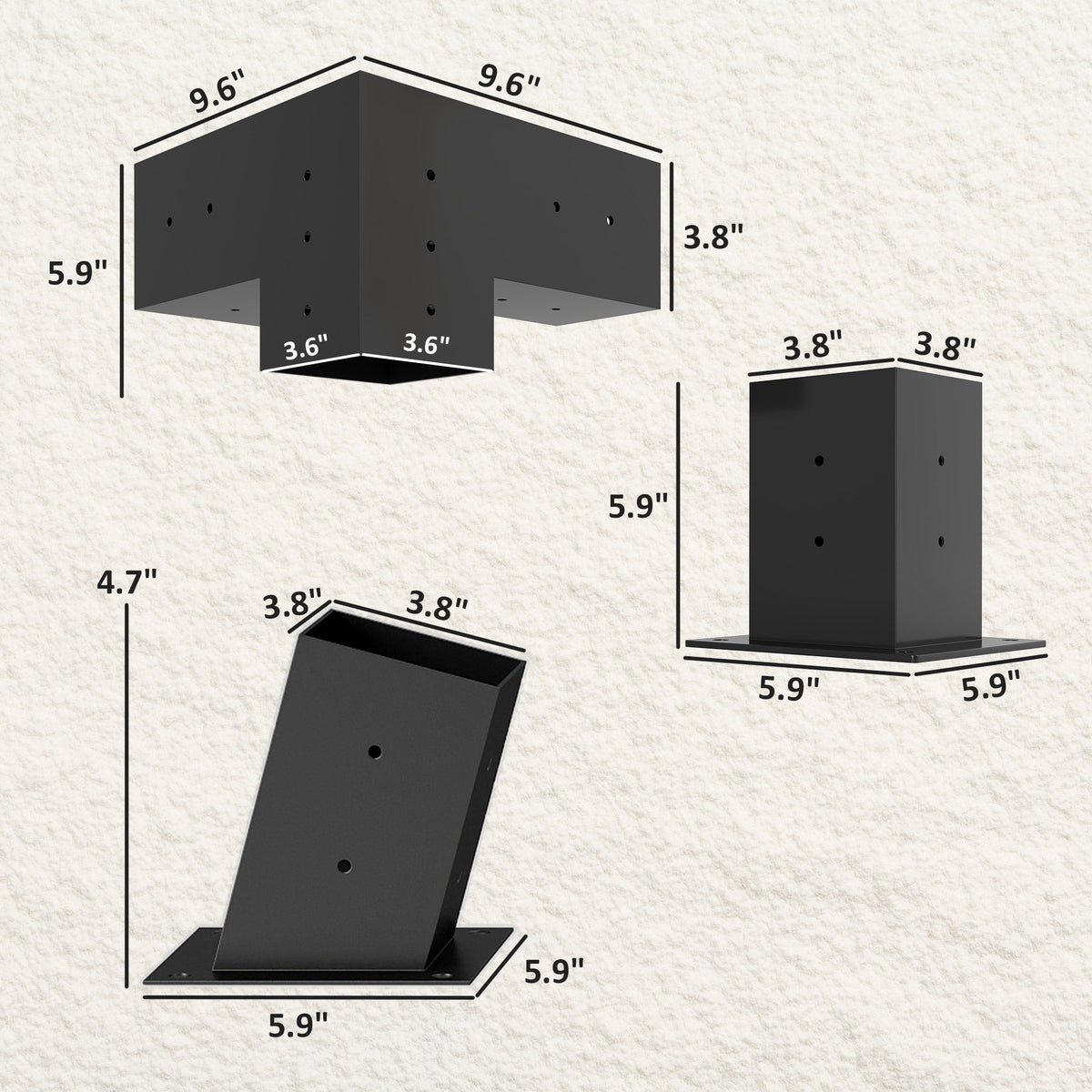 6 PCS Pergola Bracket Kit for 4" x 4" Lumber, Black