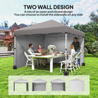 10' x 10' Pop Up Canopy Tent with Sidewalls and Roller Bag, Light Grey
