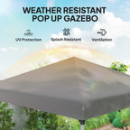 10' x 10' Pop Up Canopy Tent with Sidewalls and Roller Bag, Light Grey