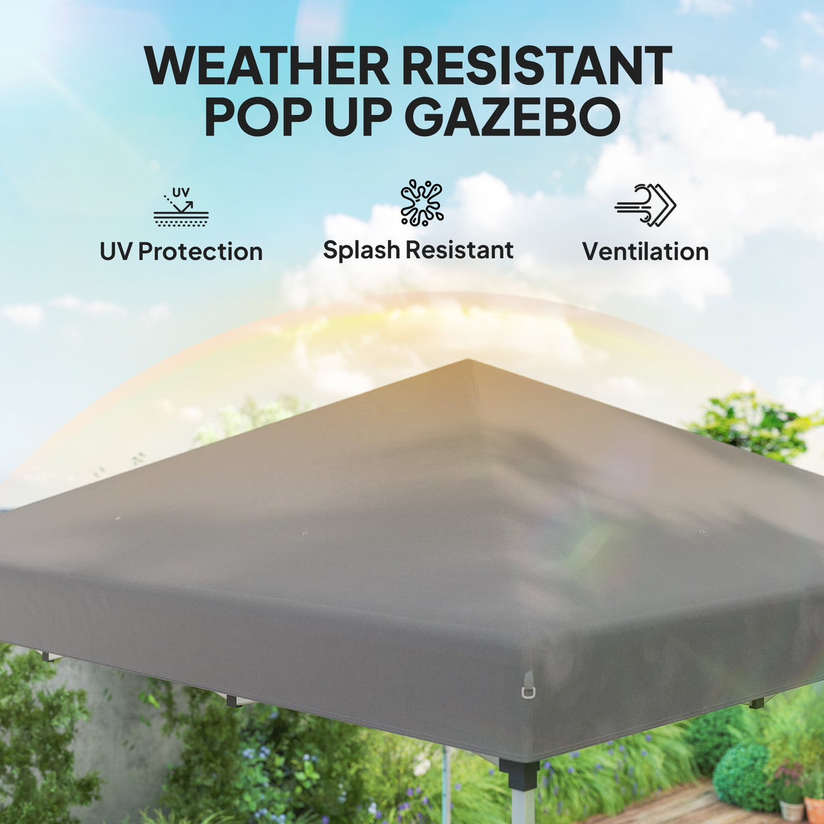 10' x 10' Pop Up Canopy Tent with Sidewalls and Roller Bag, Light Grey