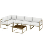 6 Seater Aluminium Garden Sofa Set with Coffee Table, White