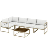 6 Seater Aluminium Garden Sofa Set with Coffee Table, White