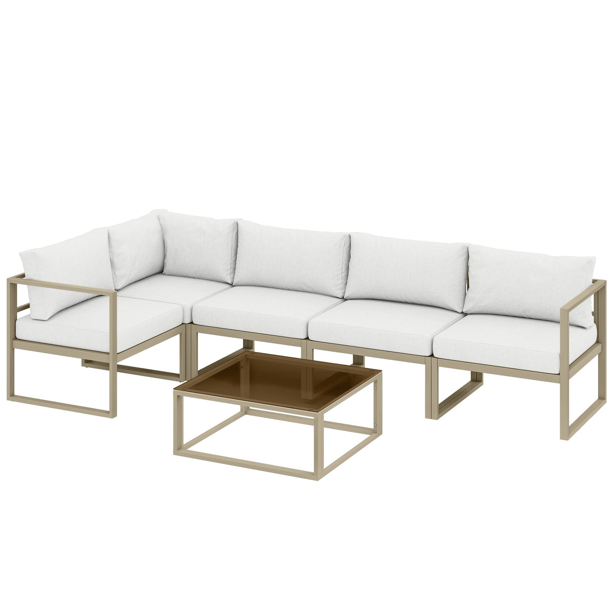 6 Seater Aluminium Garden Sofa Set with Coffee Table, White