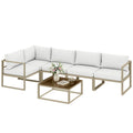 6 Seater Aluminium Garden Sofa Set with Coffee Table, White