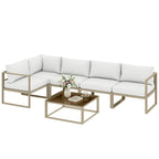 6 Seater Aluminium Garden Sofa Set with Coffee Table, White