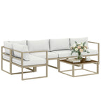 6 Seater Aluminium Garden Sofa Set with Coffee Table, White