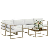 6 Seater Aluminium Garden Sofa Set with Coffee Table, White