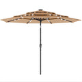 2.8 m Garden Parasol with Solar LED Light, Cover and 3-Tier Top, Khaki