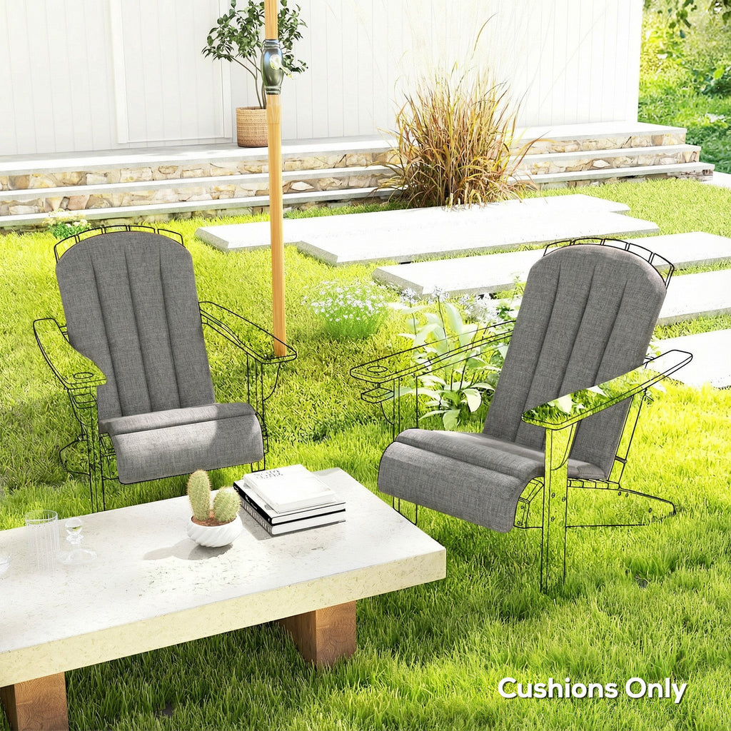 2-Piece Adirondack Chair Cushion Set with Ties, Outdoor Seat Cushions Dark Grey