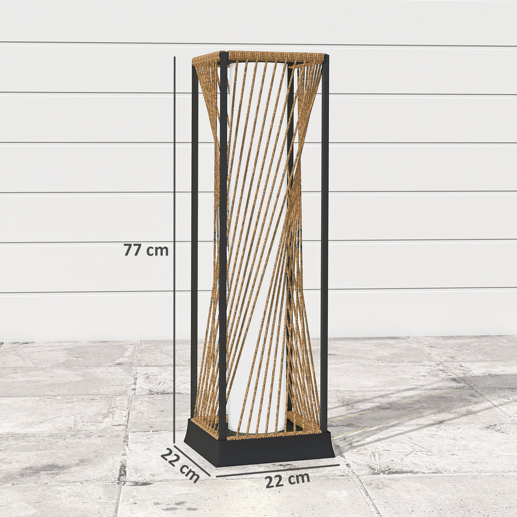 77 cm Solar Rattan Floor Lamp with Auto On/Off LED, Sand Brown