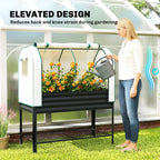 Galvanized Raised Garden Bed with Greenhouse Cover, Black