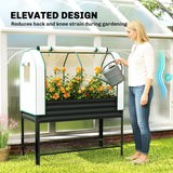 Galvanized Raised Garden Bed with Greenhouse Cover, Black