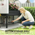 Galvanized Raised Garden Bed with Greenhouse Cover, Black