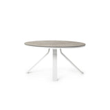 Portola Dining Table in White with Ceramic Style Glass