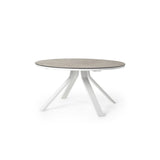 Portola Dining Table in White with Ceramic Style Glass