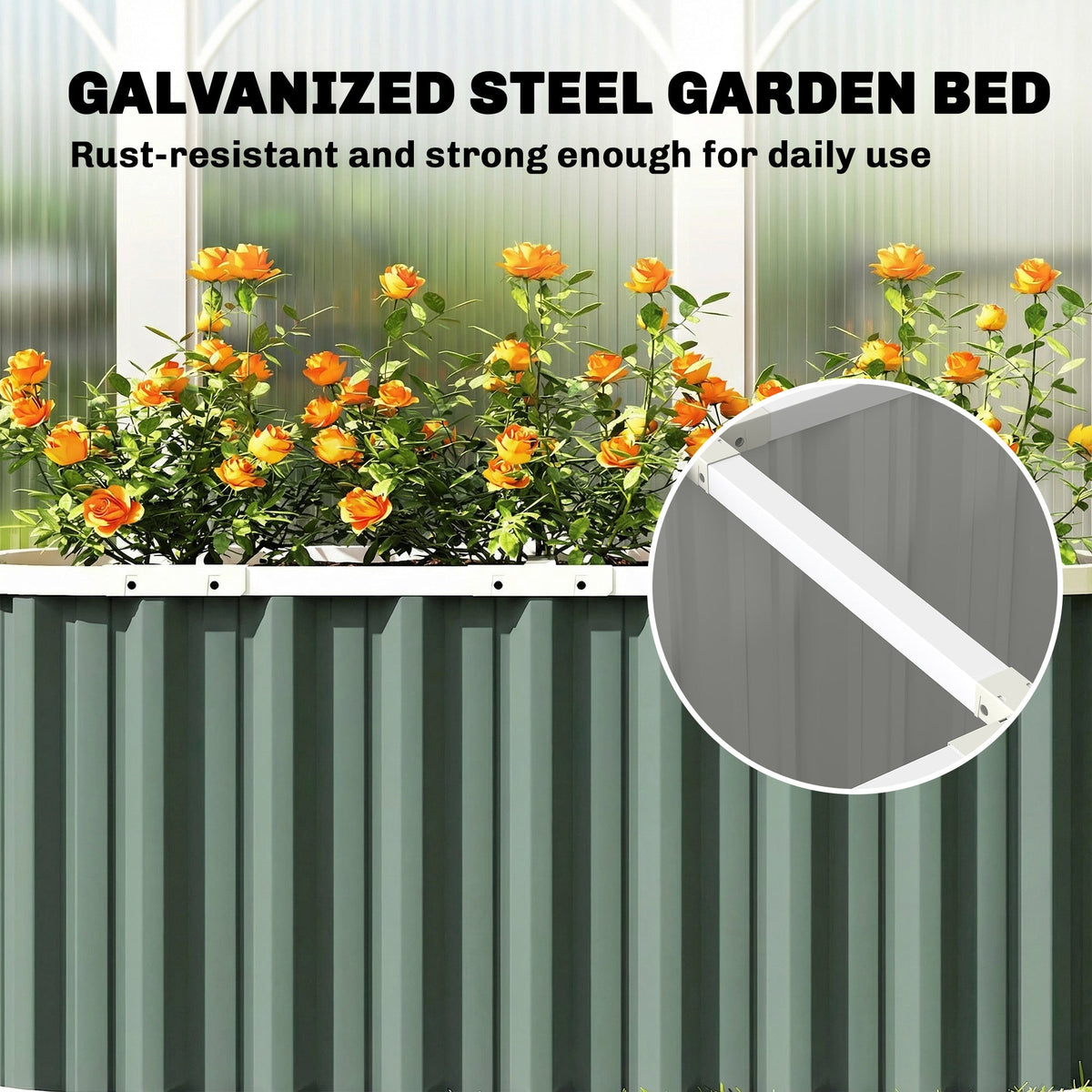 5' x 2' x 2' Galvanized Raised Garden Bed with Gloves, Light Green