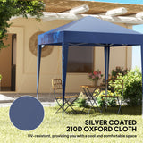 6.6' x 6.6' Pop-Up Canopy Tent with Removable Sidewalls and Carry Bag, Blue