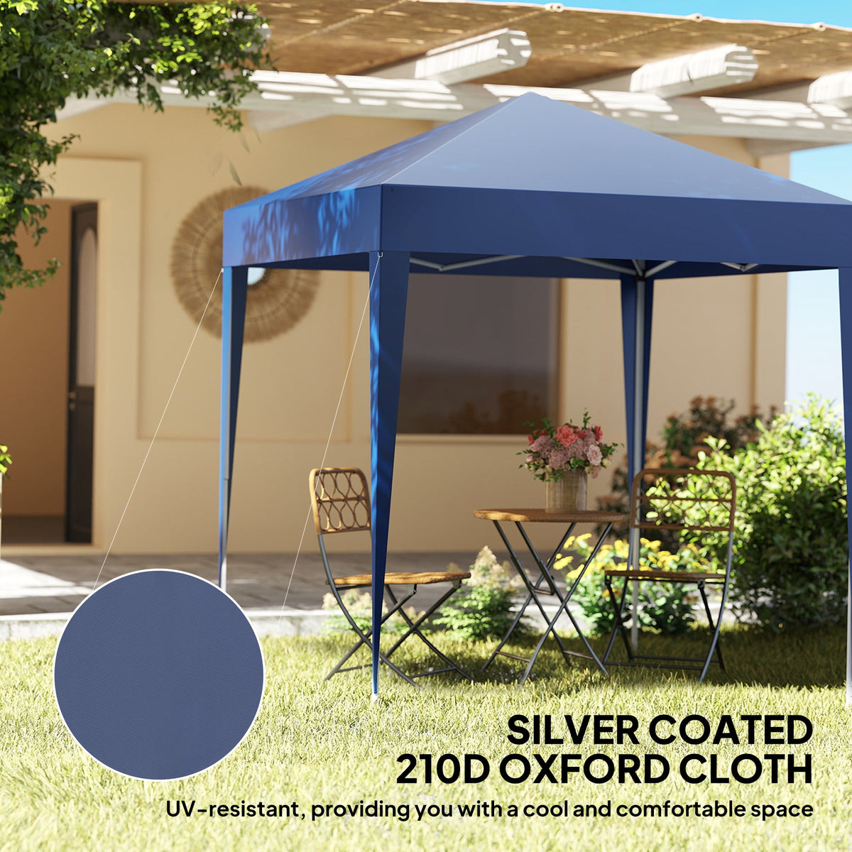 6.6' x 6.6' Pop-Up Canopy Tent with Removable Sidewalls and Carry Bag, Blue