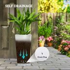 3 Piece 24" Tall Planters with Drainage Holes, White