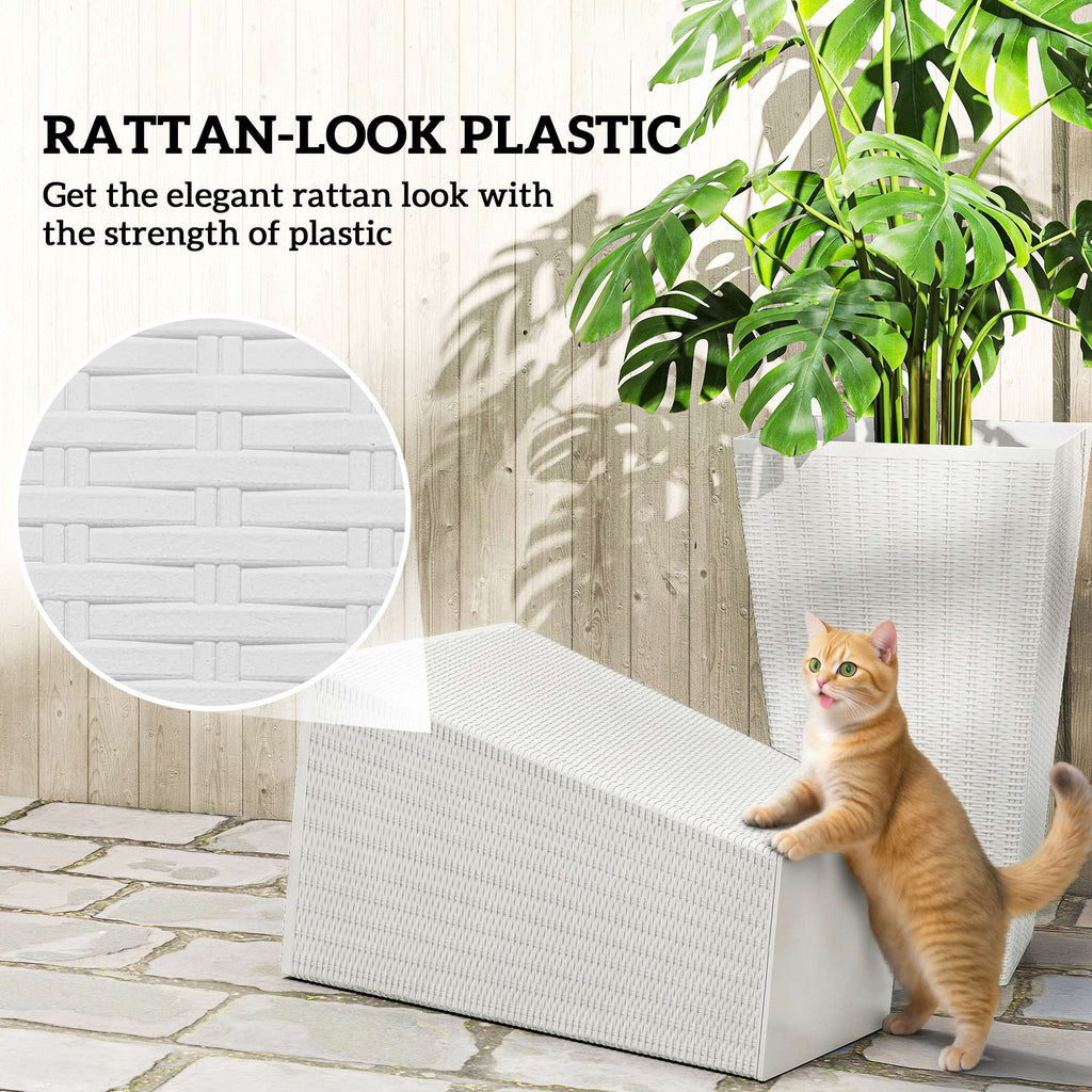 3 Piece 24" Tall Planters with Drainage Holes, White