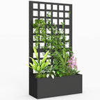 24" x 9" x 44.5" Raised Garden Bed with Trellis and Drainage, Black