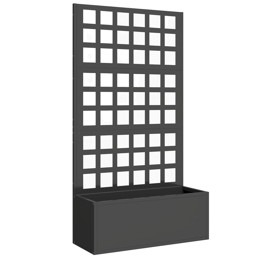 24" x 9" x 44.5" Raised Garden Bed with Trellis and Drainage, Black