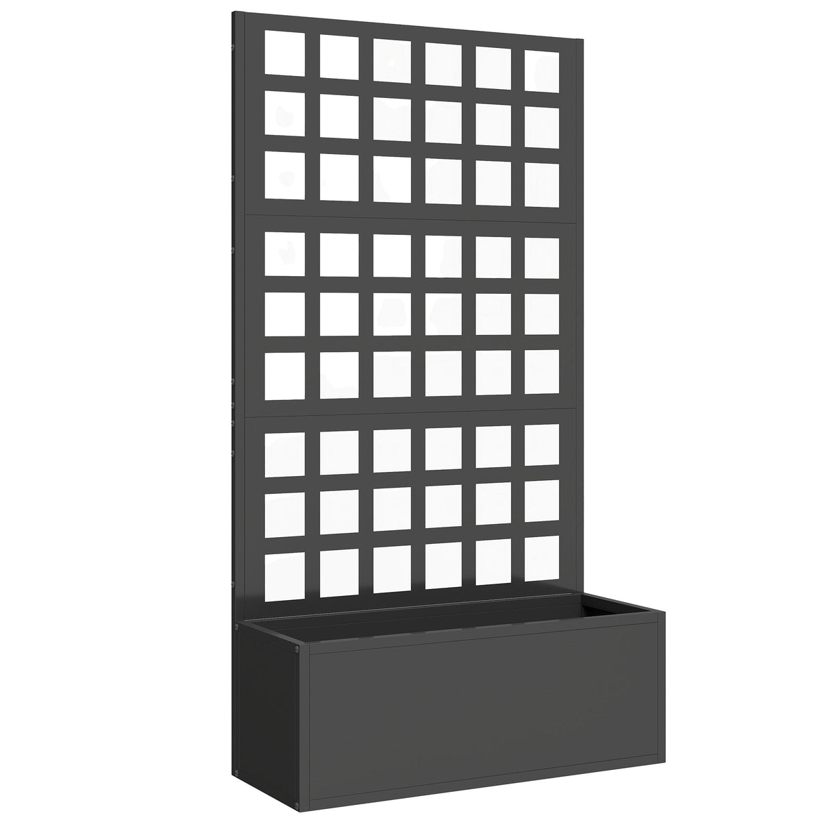 24" x 9" x 44.5" Raised Garden Bed with Trellis and Drainage, Black