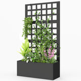 24" x 9" x 44.5" Raised Garden Bed with Trellis and Drainage, Black