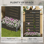 28" x 15" x 59" Raised Garden Bed with Trellis and Drain Gap, Black