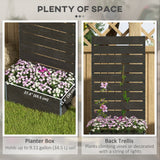 28" x 15" x 59" Raised Garden Bed with Trellis and Drain Gap, Black