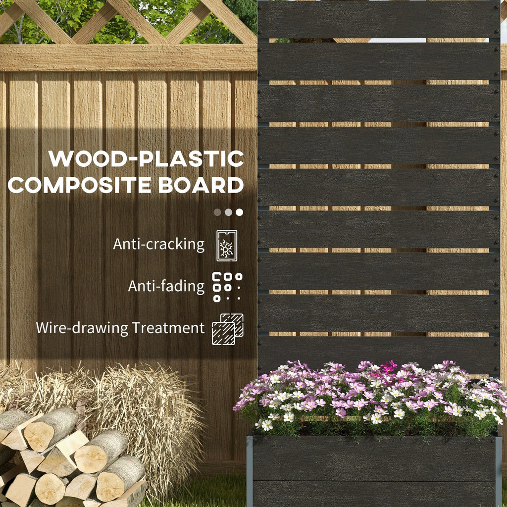 28" x 15" x 59" Raised Garden Bed with Trellis and Drain Gap, Black
