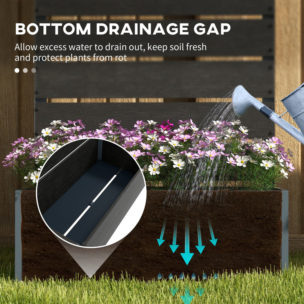 28" x 15" x 59" Raised Garden Bed with Trellis and Drain Gap, Black