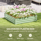 4' x 4' x 1' Galvanized Raised Garden Bed for Vegetables, Light Green