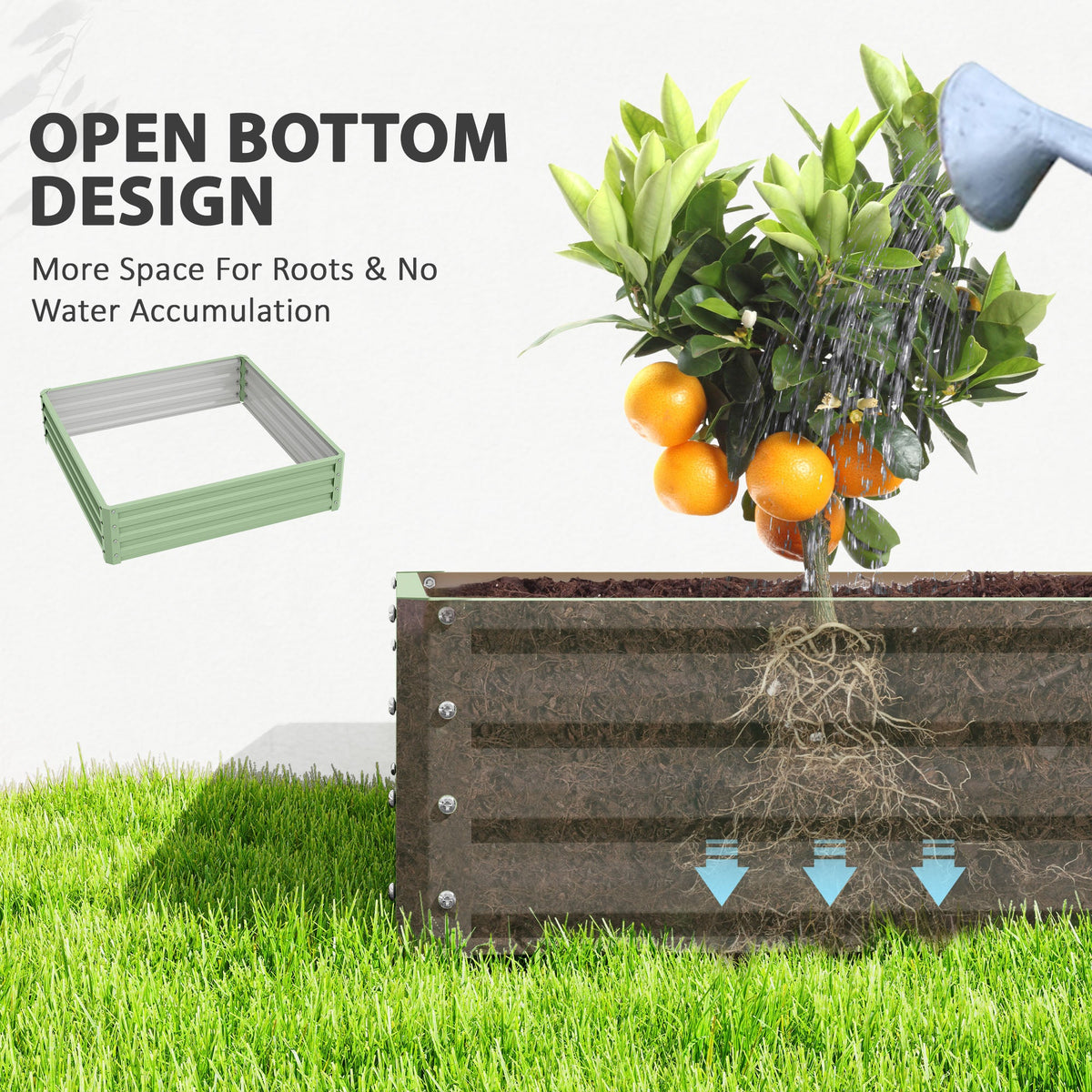 4' x 4' x 1' Galvanized Raised Garden Bed for Vegetables, Light Green