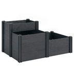 3-Tier Vinyl Raised Garden Bed with Open Bottom, Grey Wood Effect
