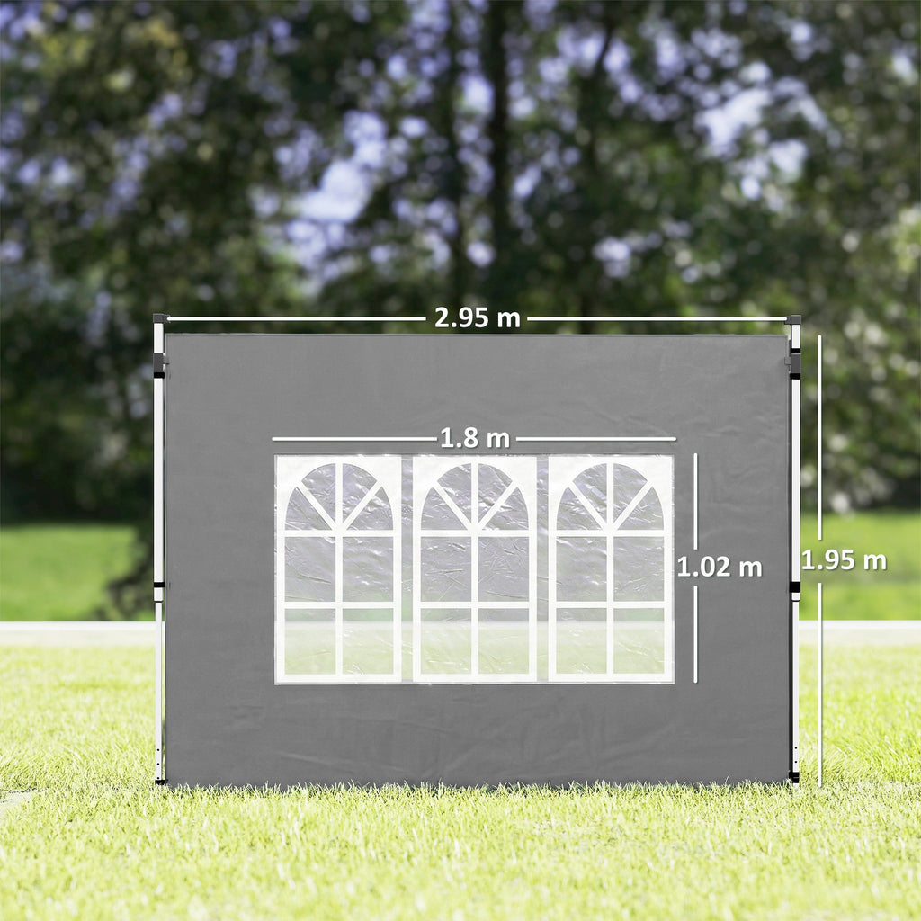 2 Pack Gazebo Side Panels with Window for 3 x 3 m Pop Up Gazebo, Dark Grey