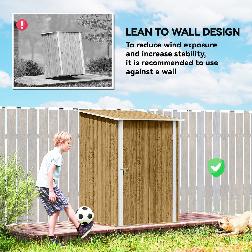 3' x 3' Lean-to Garden Storage Shed with Lockable Door & Galvanized Steel Construction