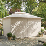 3 x 4 m Garden Gazebo with Double Roof, Netting & Curtains, Beige