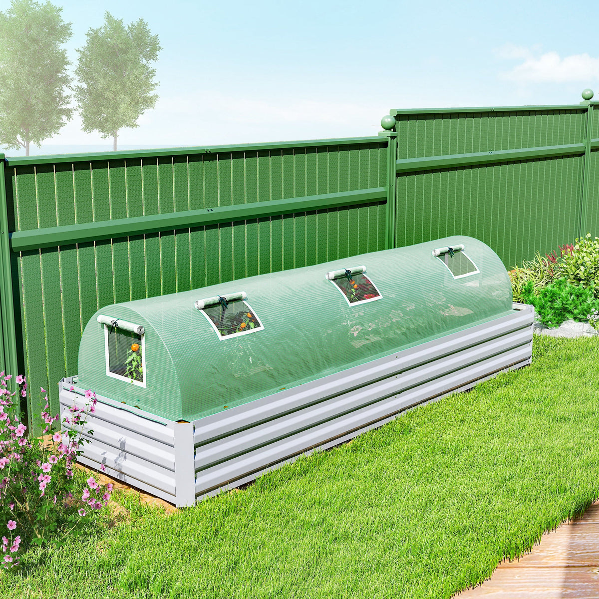 10' x 3' x 2' Portable Mini Greenhouse with 5 Mesh Windows, Green