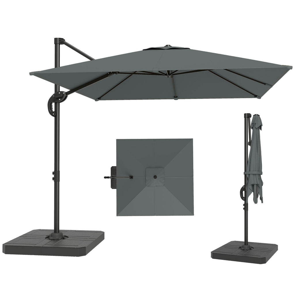 8' x 8' Cantilever Patio Umbrella with Base Weights, Dark Grey