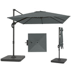 8' x 8' Cantilever Patio Umbrella with Base Weights, Dark Grey