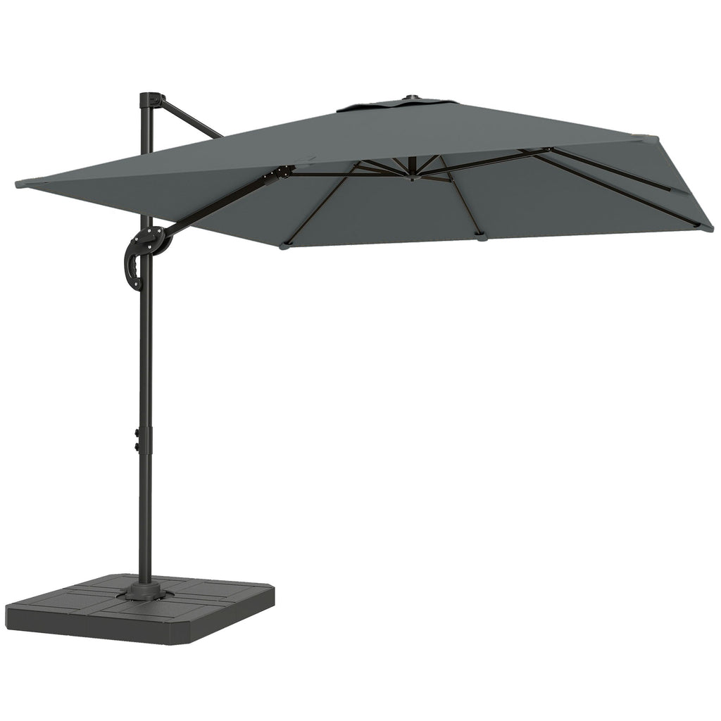 8' x 8' Cantilever Patio Umbrella with Base Weights, Dark Grey