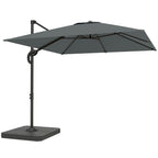 8' x 8' Cantilever Patio Umbrella with Base Weights, Dark Grey