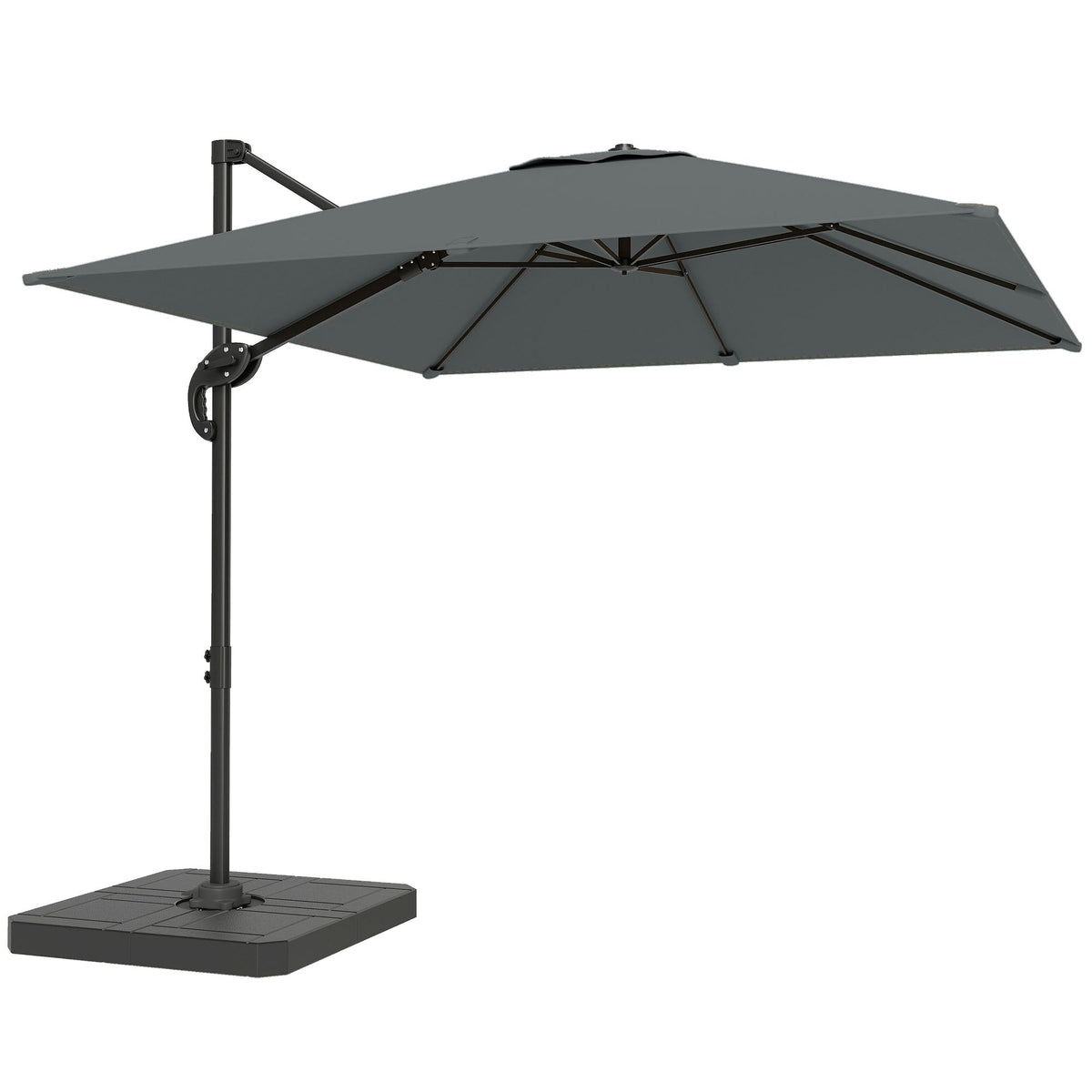 8' x 8' Cantilever Patio Umbrella with Base Weights, Dark Grey